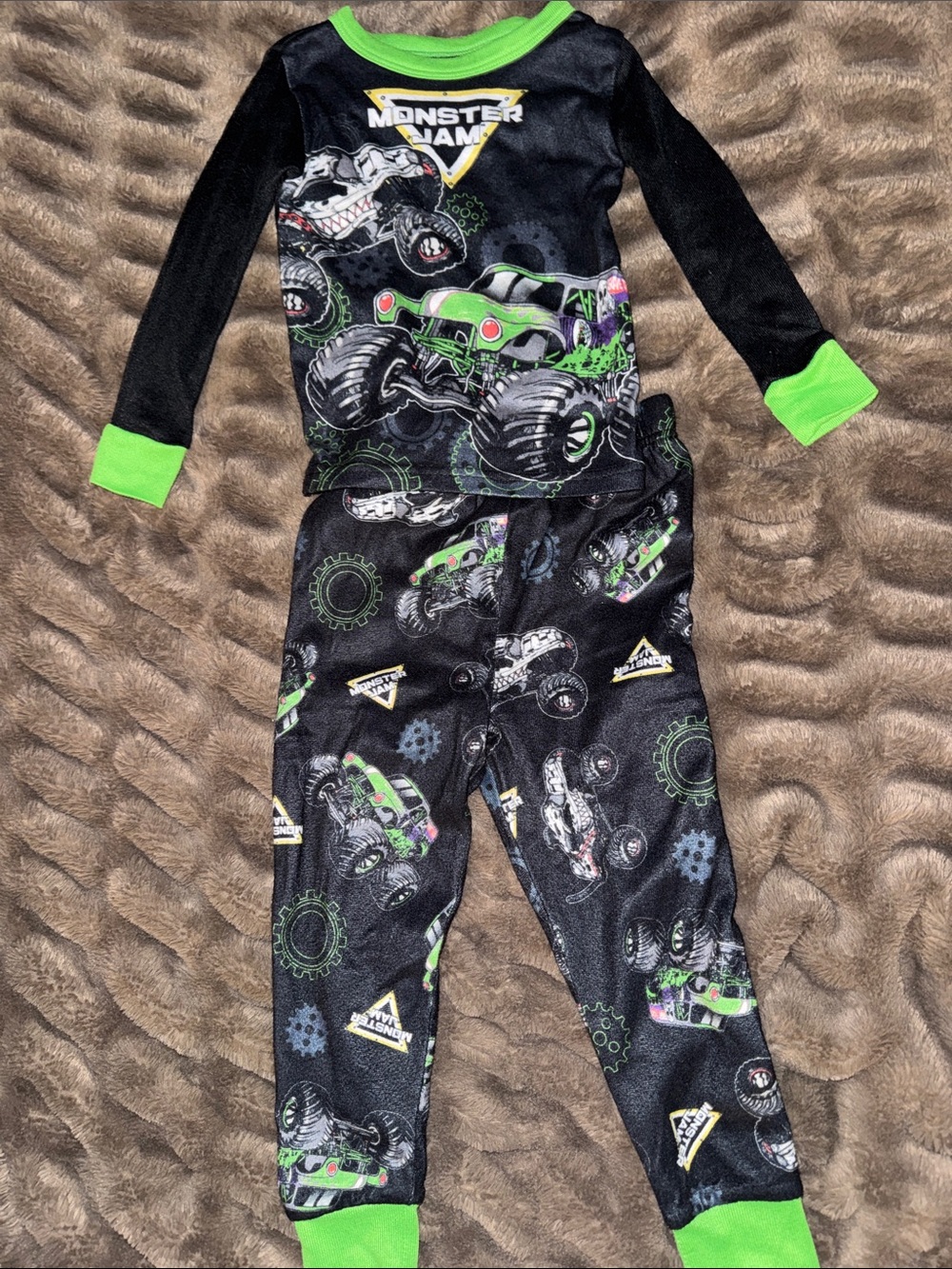 Monster Jam Black & Green Boys Pajama Set